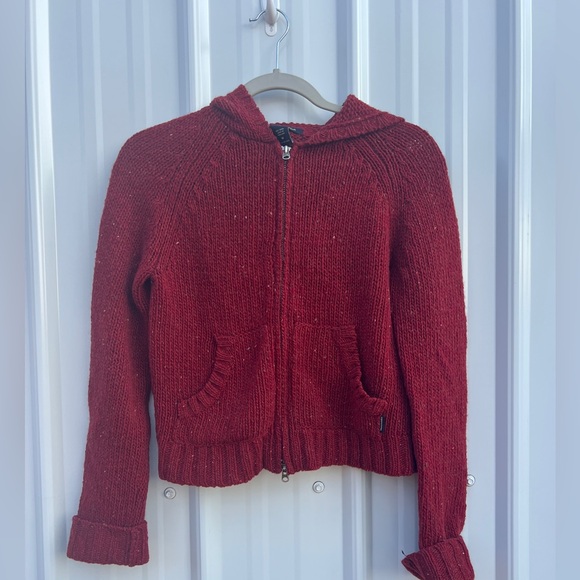 Abercrombie & Fitch 100% Wool Full Zip Chunky Knit Cardigan Sweater Hoodie M - Picture 1 of 7